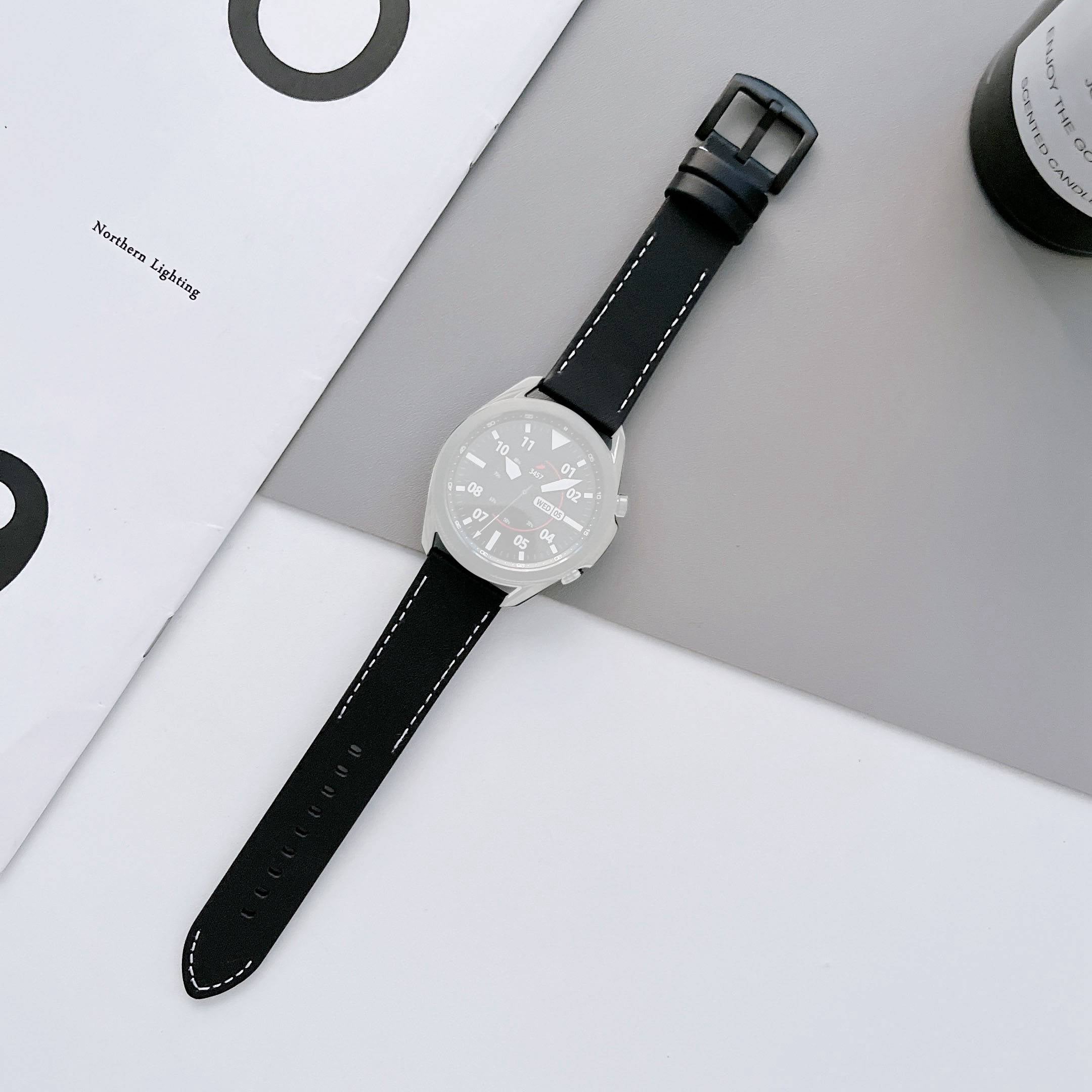 For Samsung Galaxy Watch 5 Pro 45mm Watch4 Classic 42mm 46mm V-shape Tail Retro Stitching Lines Genuine Leather Watch Strap 20mm Universal Replacement Wrist Band For Samsung Galaxy Watch 5 Pro 45mm Watch4 Classic 42mm 46mm V-shape Tail Retro Stitching Lines Genuine Leather Watch Strap 20mm Universal Replacement Wrist Band
